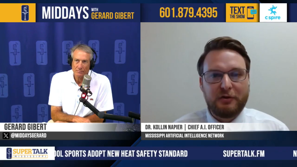 Dr. Kollin Napier discusses American AI leadership and Mississippi’s statewide AI strategy with Gerard Gibert on SuperTalk Mississippi’s MidDays