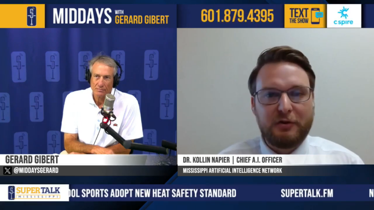 Dr. Kollin Napier discusses American AI leadership and Mississippi’s statewide AI strategy with Gerard Gibert on SuperTalk Mississippi’s MidDays