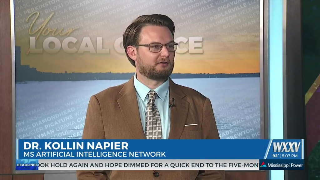 Dr. Kollin Napier discusses the Mississippi AI Regulation Task Force with Dave Elliott on WXXV News 25
