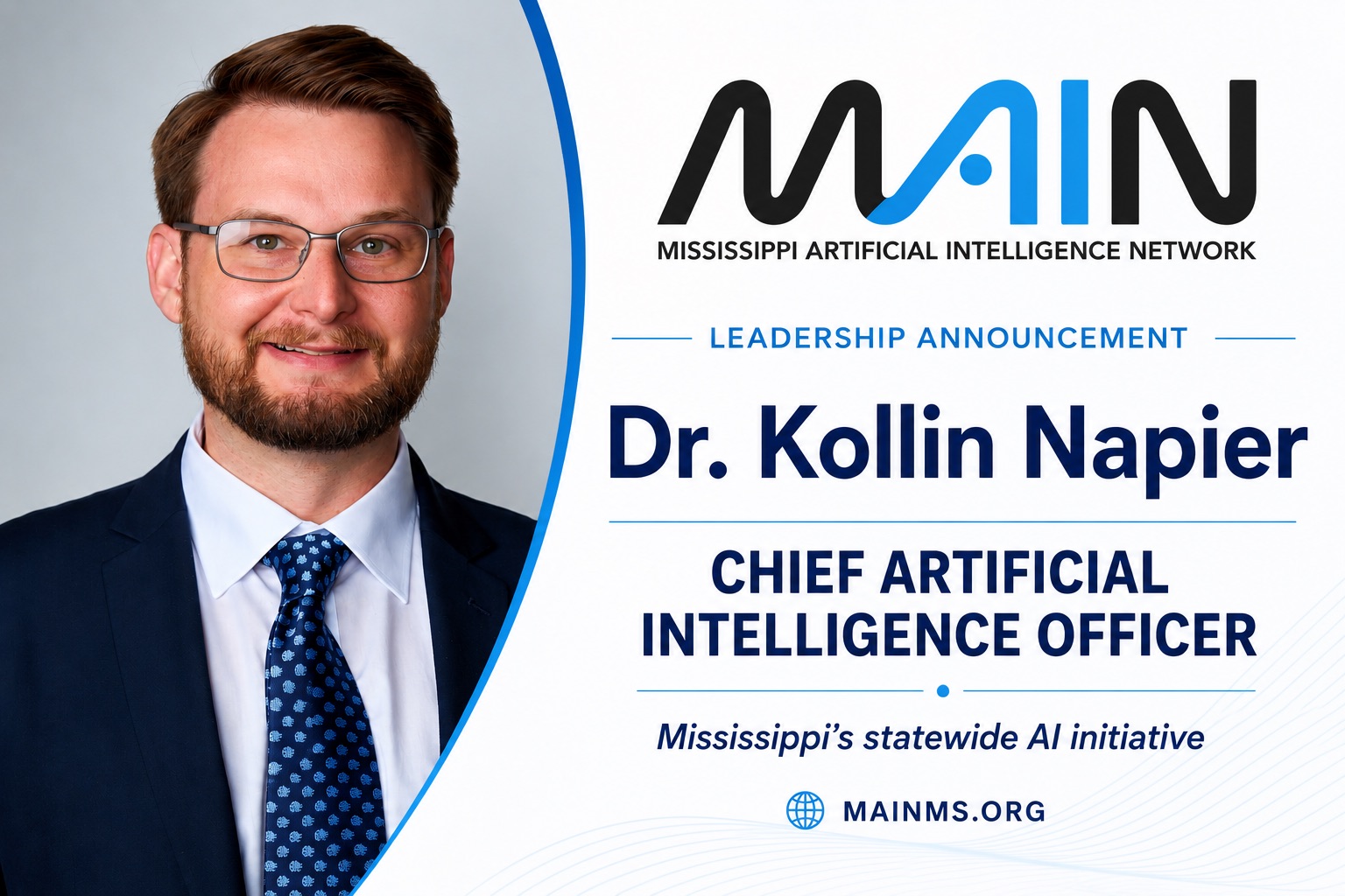 Dr. Kollin Napier, Chief Artificial Intelligence Officer of the Mississippi Artificial Intelligence Network (MAIN)