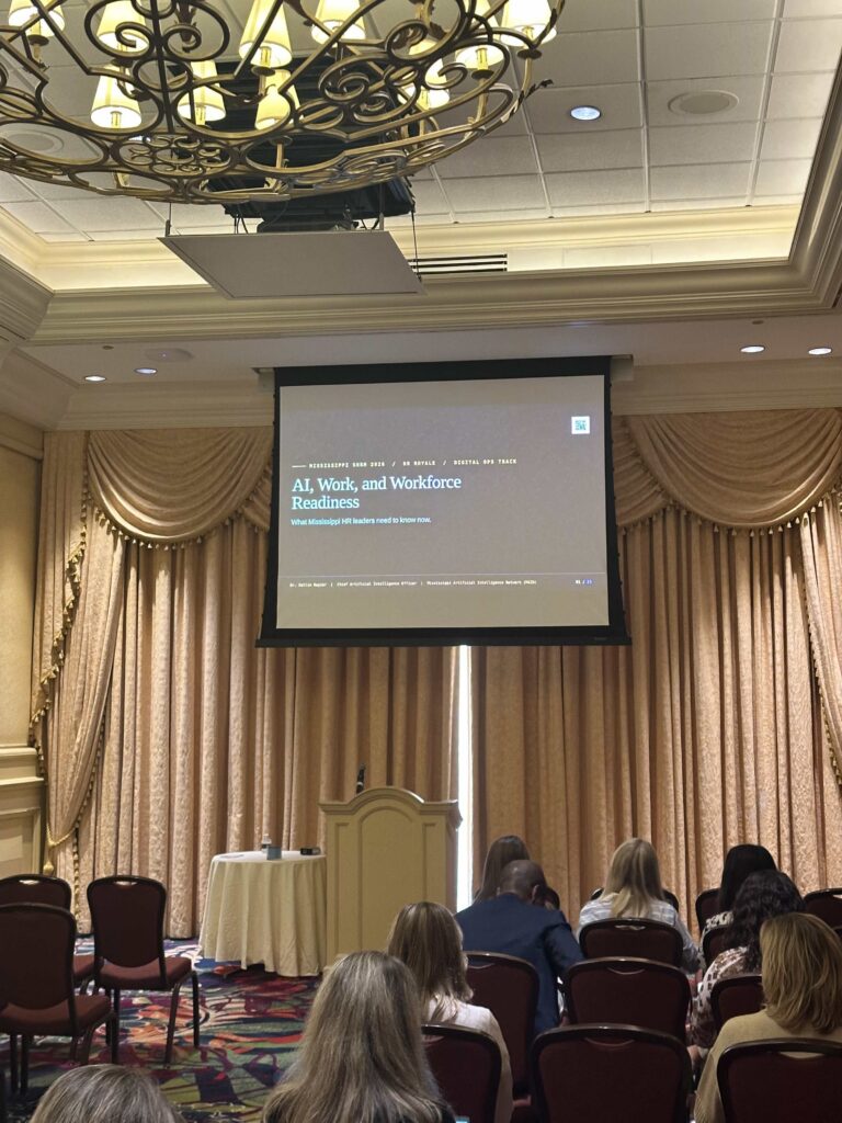 Dr. Kollin Napier presents on AI in HR and workforce readiness at the Mississippi SHRM 2026 Conference at the Beau Rivage in Biloxi