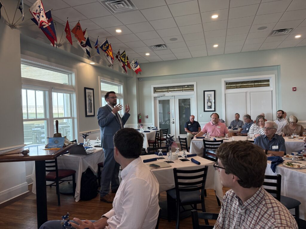 Dr. Kollin Napier presents on the Mississippi Artificial Intelligence Network to members of the Ocean Springs Rotary Club