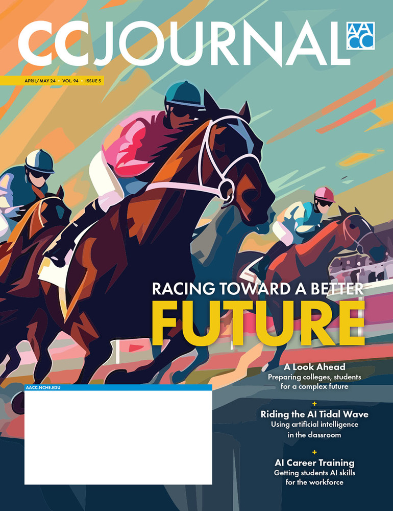 Cover of the April and May 2024 issue of CC Journal featuring AI career training