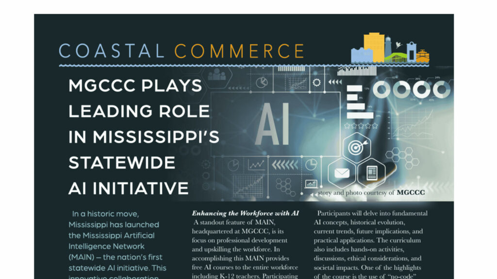 Cropped South Mississippi Living feature about MGCCC and MAIN's statewide AI initiative
