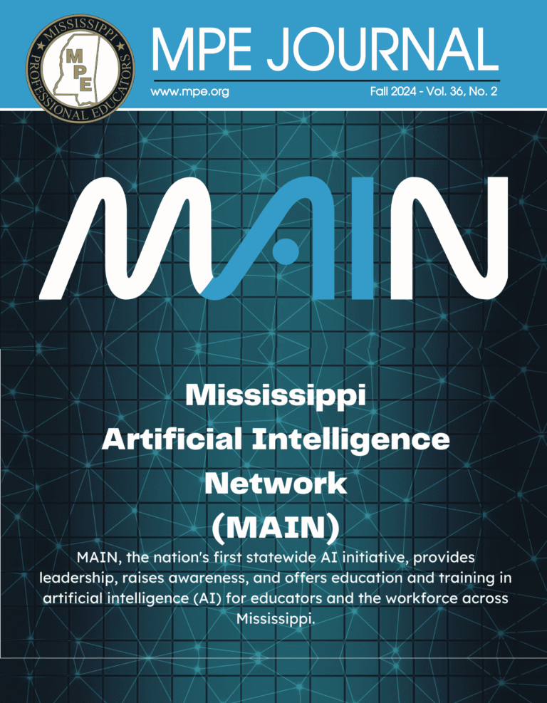 Cover of MPE Journal Fall 2024 Volume 36 Number 2 highlighting the Mississippi Artificial Intelligence Network