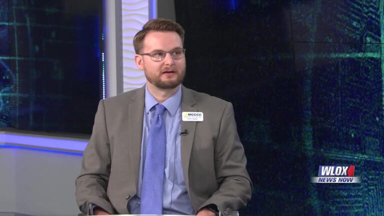 Dr. Kollin Napier discusses MGCCC and statewide AI funding during a WLOX News interview.