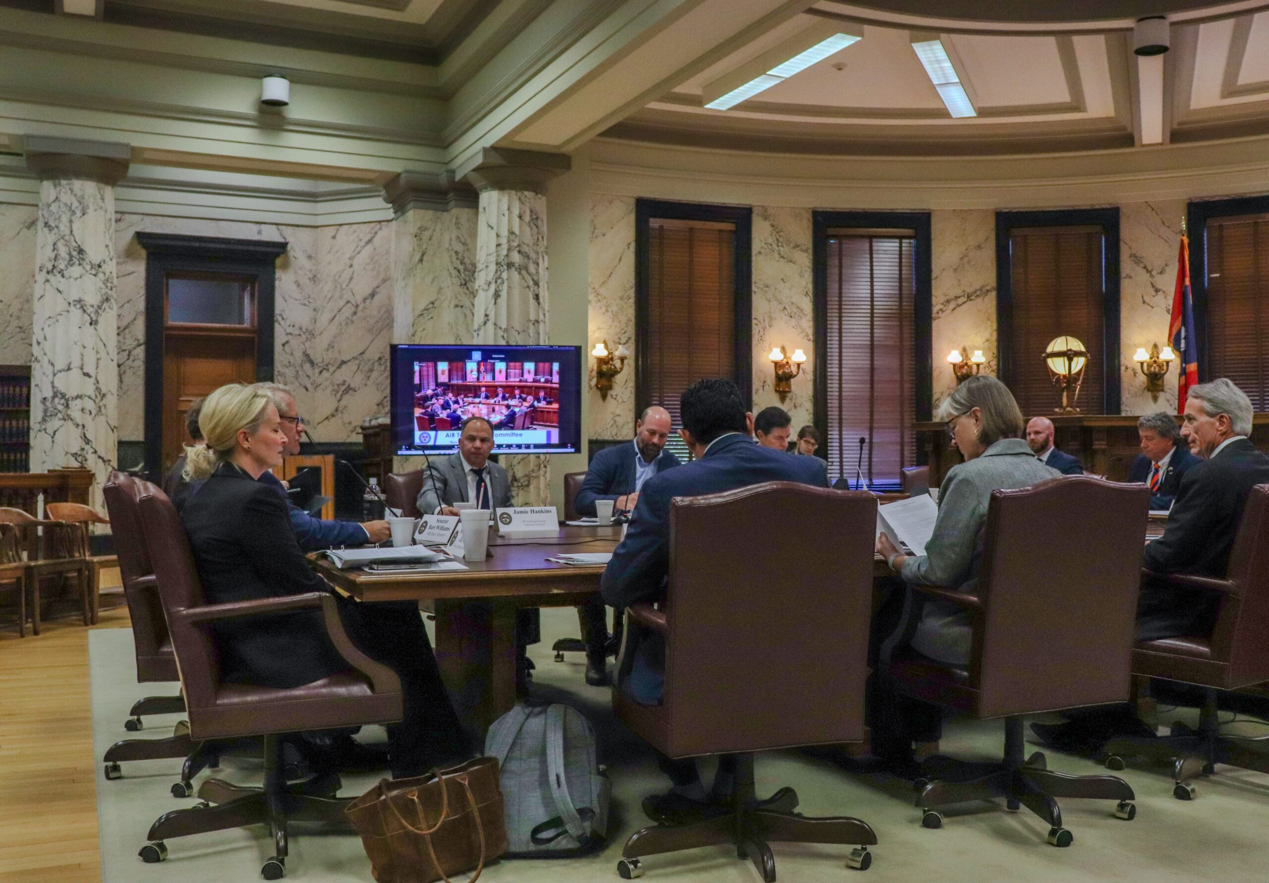 Members of the Mississippi Artificial Intelligence Regulation Task Force meet at the Mississippi Capitol on November 6, 2025